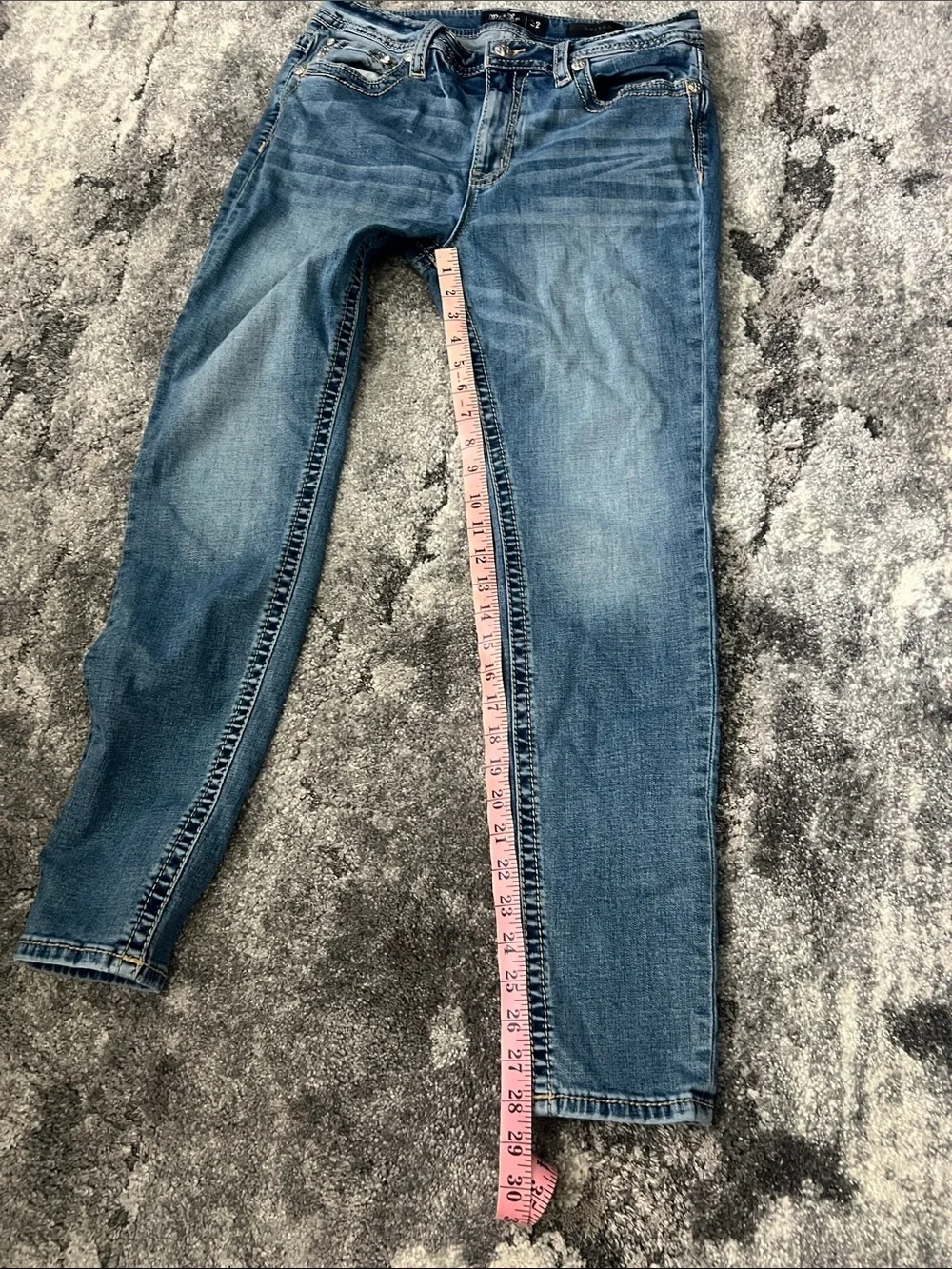 Miss Me Light-Mid Blue Size 32 Skinny Jeans - Picture 12 of 14